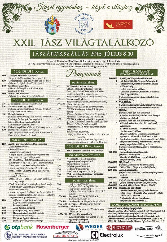 2016. július 8-10. - XXII. Jász Világtalálkozó