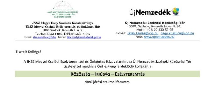 2016. 11. 21. – Közösség – Ifjúság – Esélyteremtés – Kunhegyes